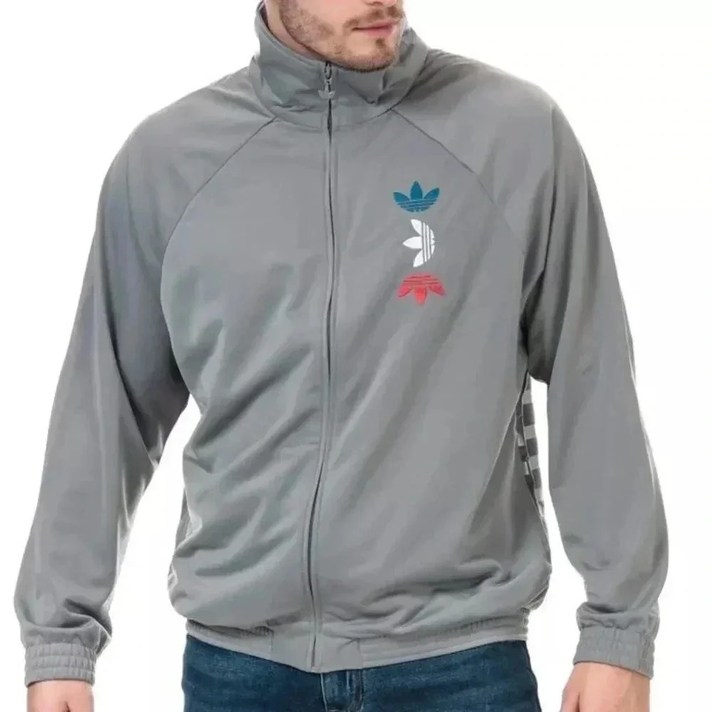 Adidas Gray Silver Track Jacket Men’s Size XLarge Embroidered LogoAdidas